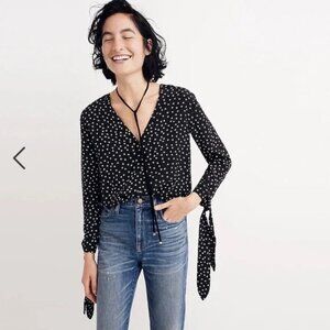 Madewell Black Star Print Blouse Small
